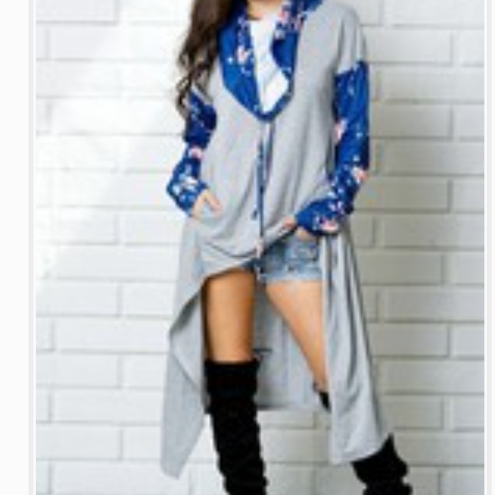 Long / short kanga sweatshirt gray / floral